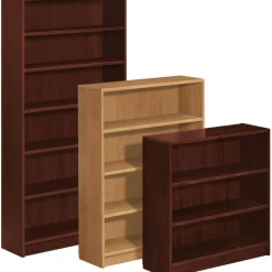 HON 1870-Series Laminate Modular Shelving Bookcase, 4 Shelves (3 Adjustable), 49"H x 36"W x 11-1/2"D, Mahogany