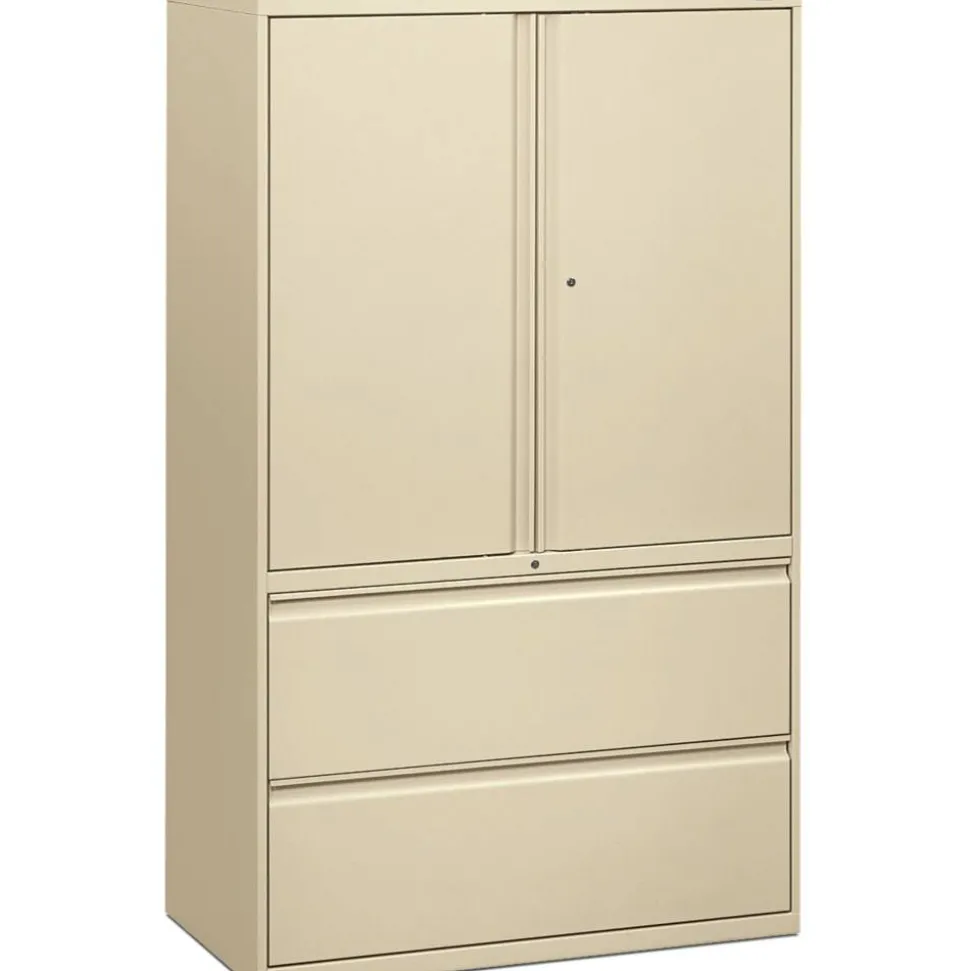 HON 800 Series Storage Cabinet With Lateral File, 42" Wide, Putty