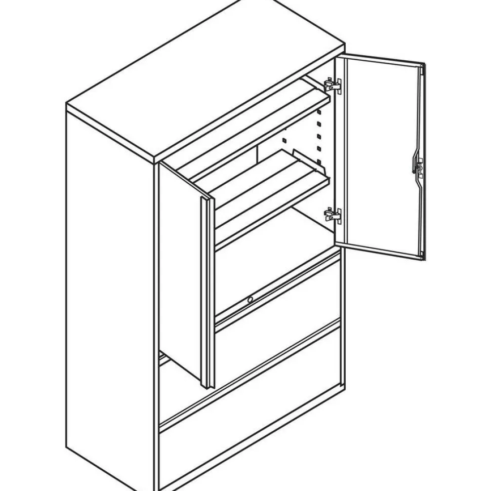 HON 800 Series Storage Cabinet With Lateral File, 42"W, Charcoal