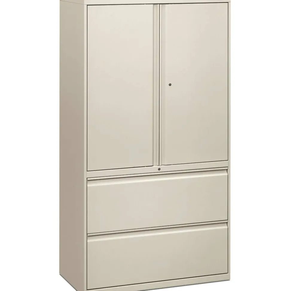 HON 800 Series Storage Cabinet With Lateral File, 36" Wide, Light Gray