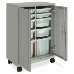 HON Smartlink Mobile Cabinet, 10 Compartments, 30w x 18d x 42.32h, Platinum Metallic