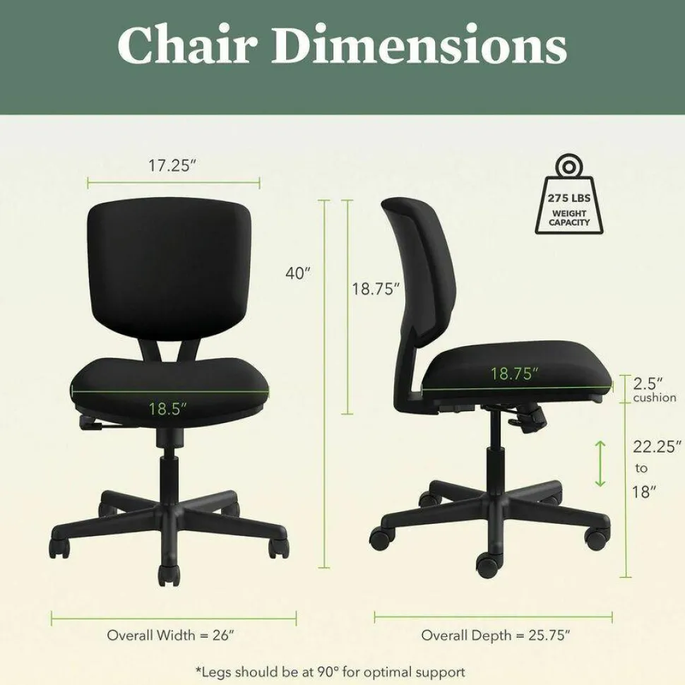 HON Volt 5701 Fabric Mid-Back Task Chair, Black