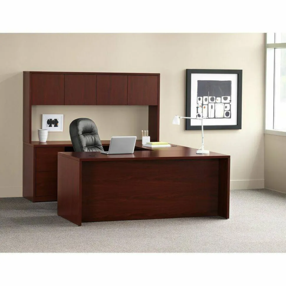 HON 10500 60"W Double-Pedestal Computer Desk, Mahogany