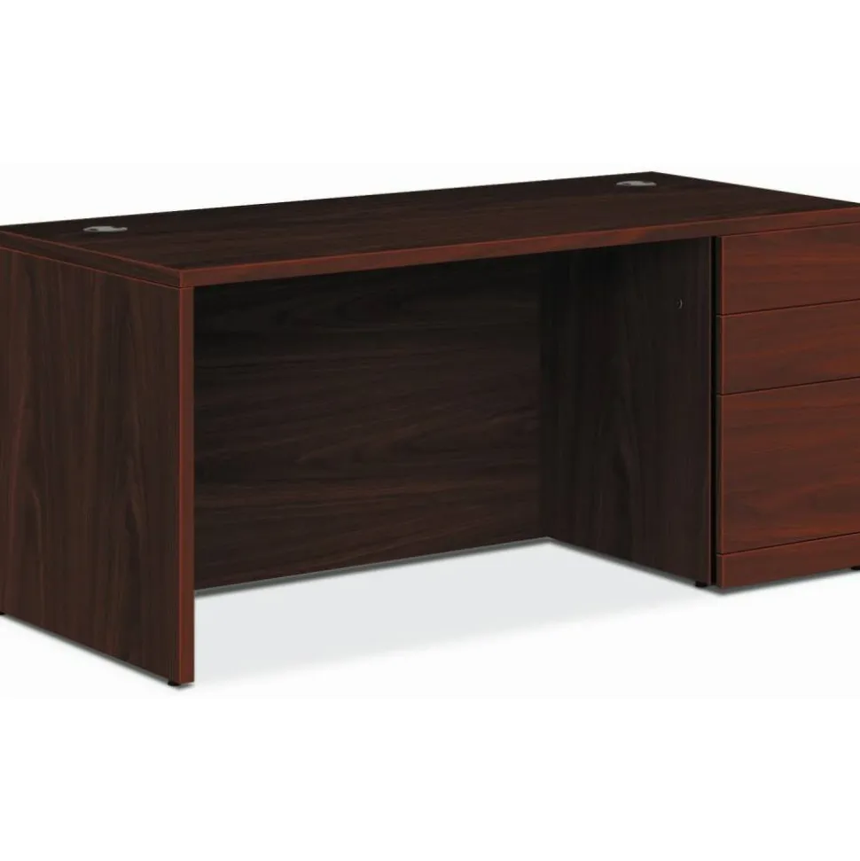 HON 10500 66"W 3-Drawer Right-Pedestal Computer Desk, Mahogany