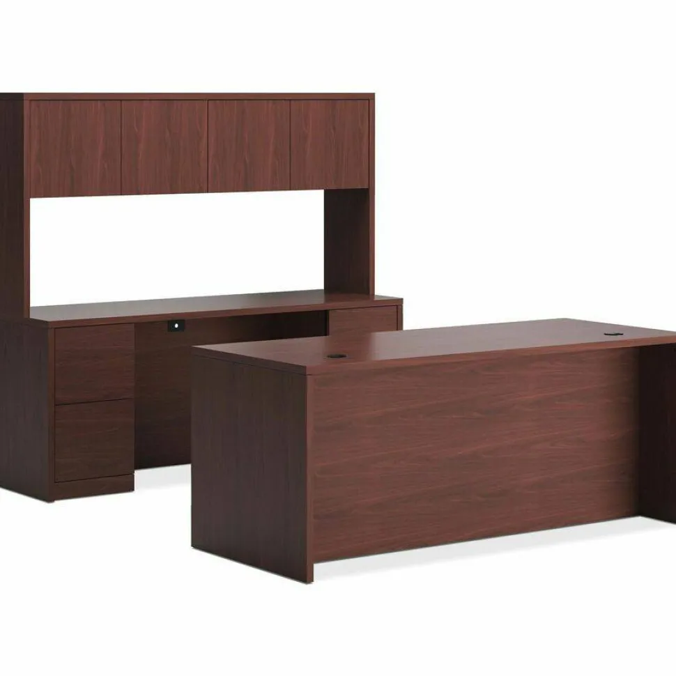 HON 10500 66" W Left-Pedestal Computer Desk, Mahogany