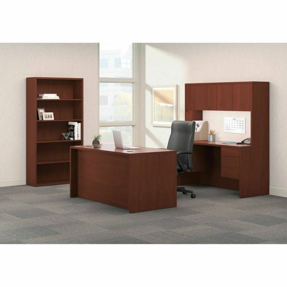 HON 10500 66" W Left-Pedestal Computer Desk, Mahogany