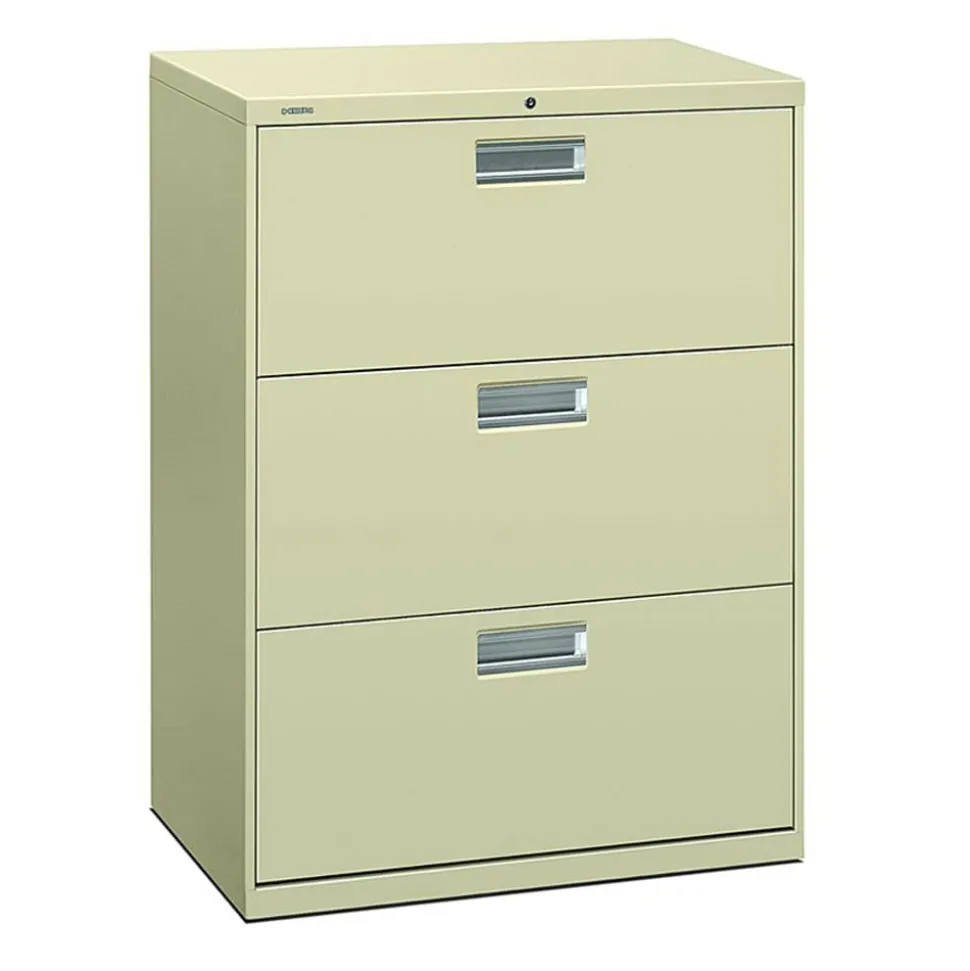 HON 600 30"W x 18"D Lateral 3-Drawer File Cabinet With Lock, Putty