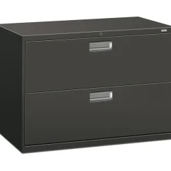 HON 600 42"W x 18"D Lateral 2-Drawer File Cabinet With Lock, Charcoal
