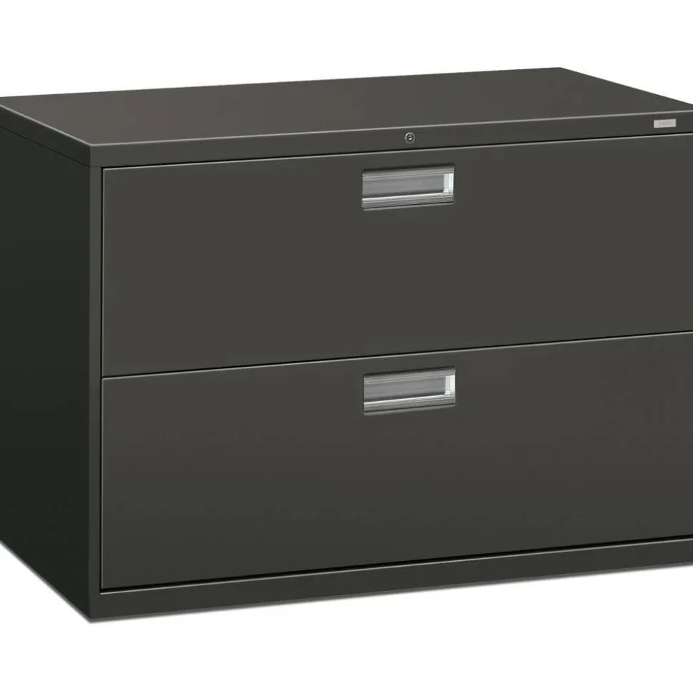 HON 600 42"W x 18"D Lateral 2-Drawer File Cabinet With Lock, Charcoal