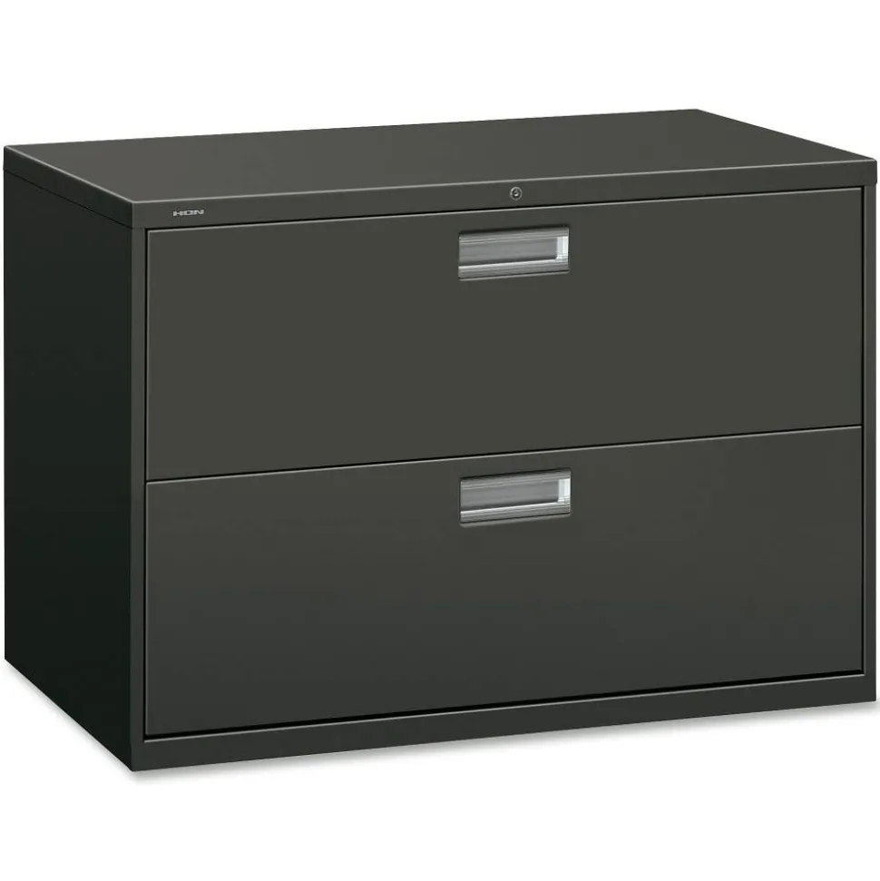 HON 600 42"W x 18"D Lateral 2-Drawer File Cabinet With Lock, Charcoal
