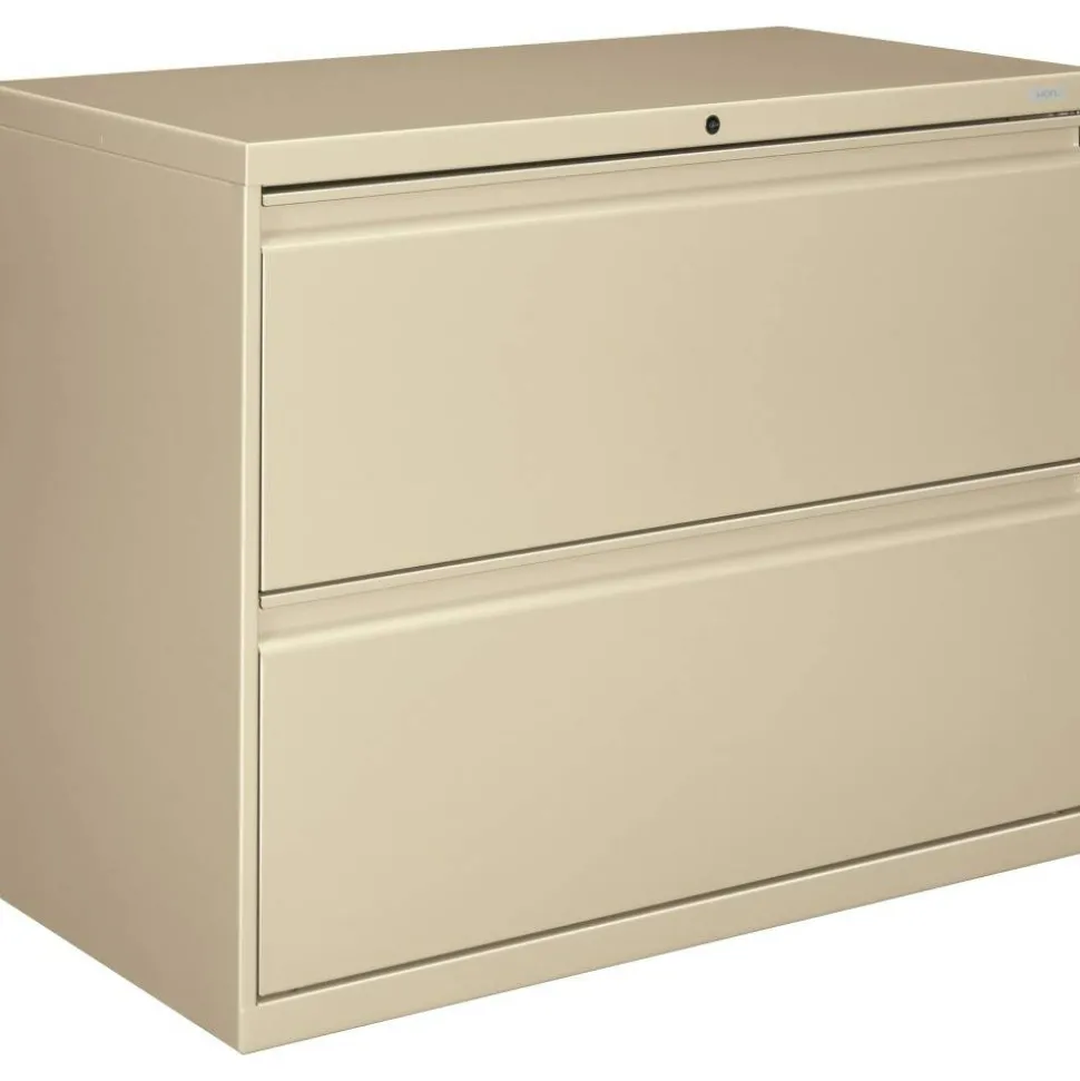 HON 800 36"W x 19-1/4"D Lateral 2-Drawer File Cabinet With Lock, Putty