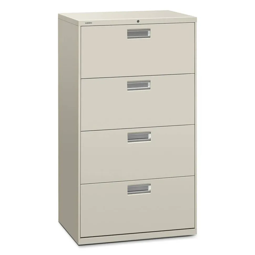 HON 600 30"W x 18"D Lateral 4-Drawer File Cabinet With Lock, Light Gray