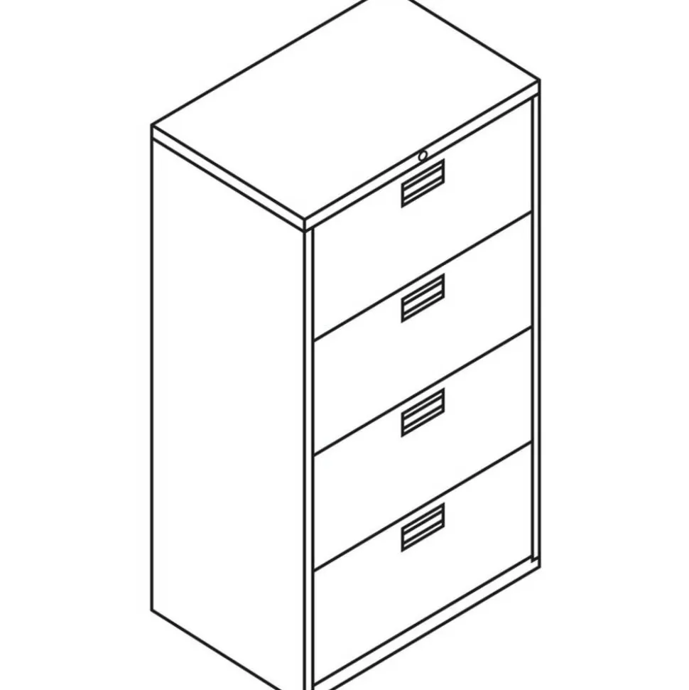 HON 600 30"W x 18"D Lateral 4-Drawer File Cabinet With Lock, Light Gray