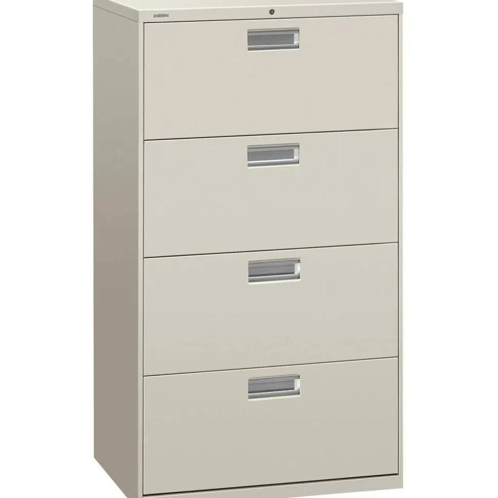 HON 600 30"W x 18"D Lateral 4-Drawer File Cabinet With Lock, Light Gray
