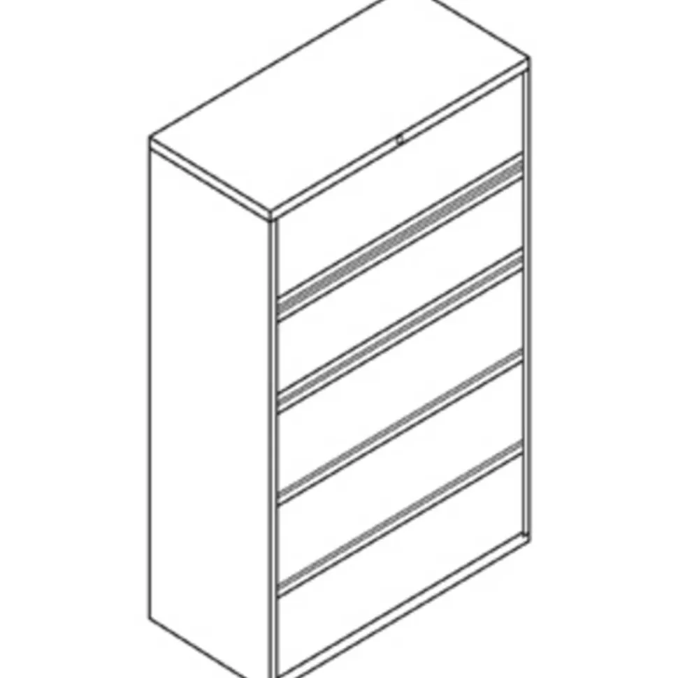 HON 42"W x 19-1/4"D Lateral 5-Drawer File Cabinet With Lock, Putty