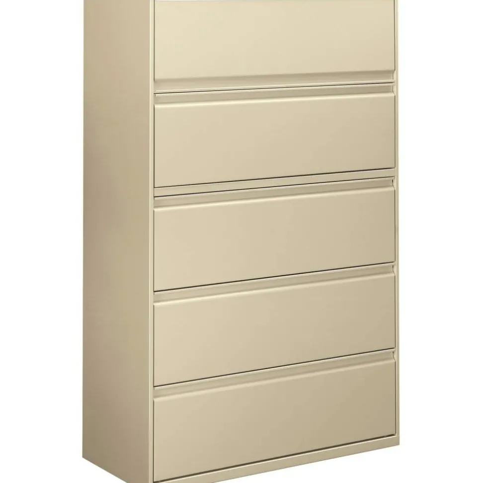 HON 42"W x 19-1/4"D Lateral 5-Drawer File Cabinet With Lock, Putty