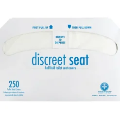 Hospeco Discreet Seat Half-Fold Toilet Seat Covers, White, 250 Sheets Per Pack, Case Of 20 Packs