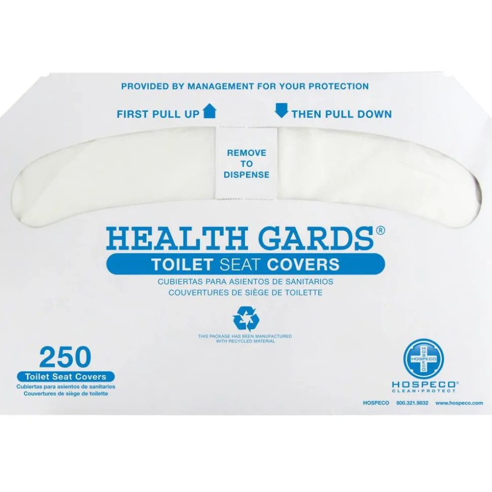 Hospeco Health Gards Half-Fold Toilet Seat Covers, White, 250 Covers Per Pack, Case Of 10 Packs