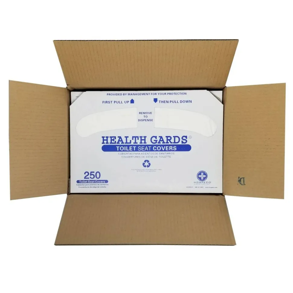 Hospeco Health Gards Half-Fold Toilet Seat Covers, White, 250 Covers Per Pack, Case Of 10 Packs