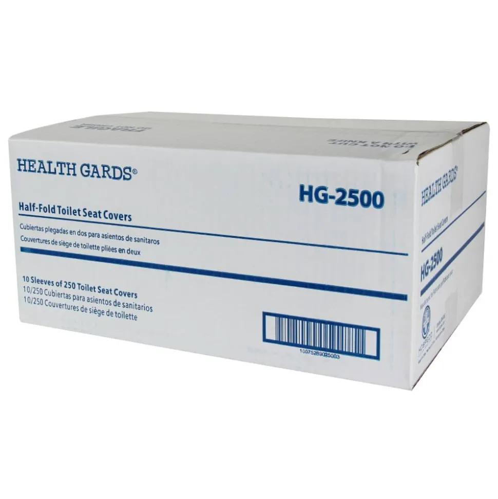 Hospeco Health Gards Half-Fold Toilet Seat Covers, White, 250 Covers Per Pack, Case Of 10 Packs