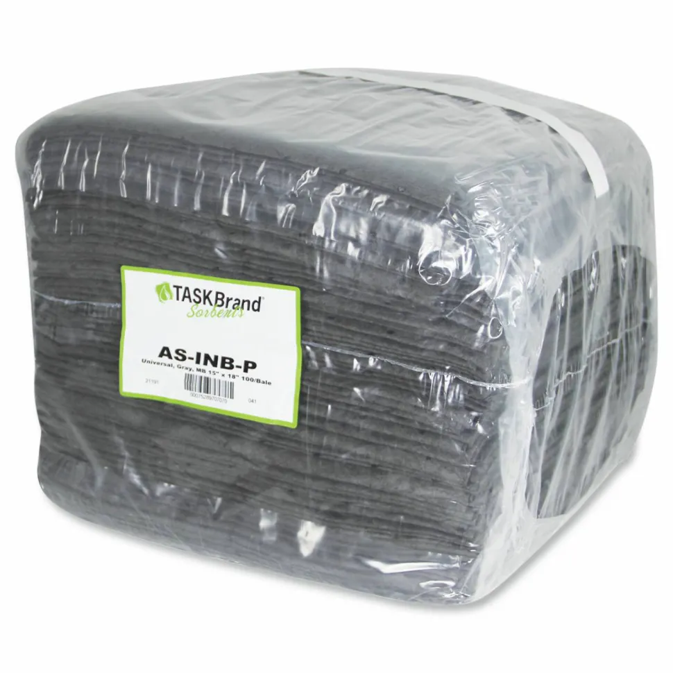HOSPECO TASKBrand All Sorb Industrial Sorbent Pad, 0.24 gal, 15 x 18, 100/Carton