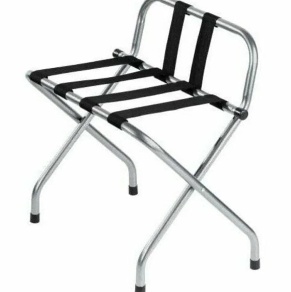 Hospitality 1 Source Metal Luggage Racks With Backrests, 26”H x 22”W x 17”D, Hammertone, Pack Of 4 Racks
