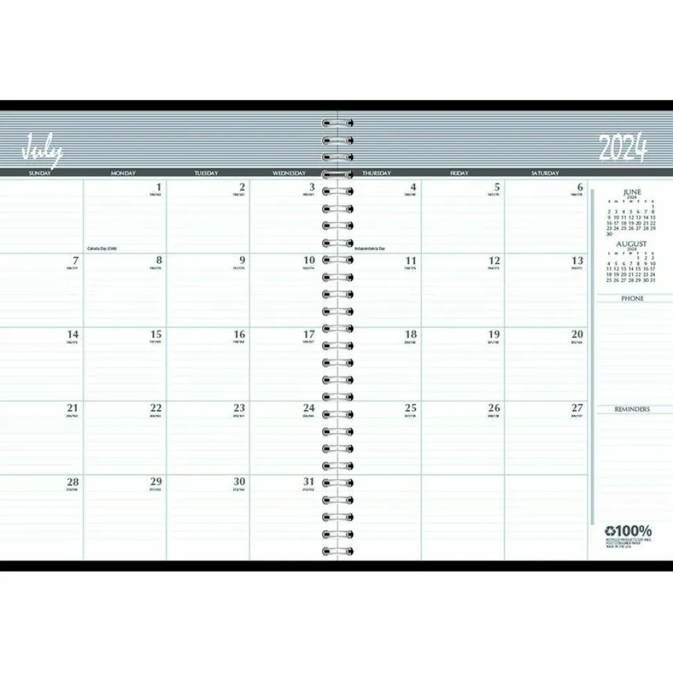 House of Doolittle Academic Year 14-Month Recycled Ruled Monthly Planner, 11 x 8.5, Black Cover, 14-Month: July 2026 to Aug 2027, 2026 to 2027 Calendar