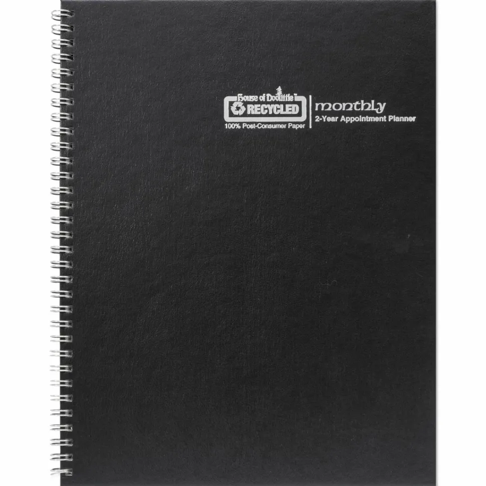 House of Doolittle Monthly Hard Cover Two-Year Planner, 11 x 8.5, Black Cover, 24-Month: Jan 2027 to Dec 2028, 2027 to 2028 Calendar