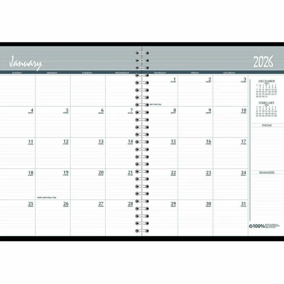 House of Doolittle 24-Month Recycled Ruled Monthly Planner, 11 x 8.5, Black Cover, 24-Month: Jan 2027 to Dec 2028, 2027 to 2028 Calendar