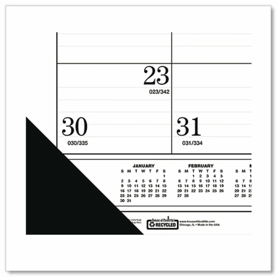 House of Doolittle Recycled One-Color Refillable Monthly Desk Pad Calendar, 22 x 17, White Sheets, Black Binding/Corners,12-Month(Jan-Dec): 2027, 2027 Calendar