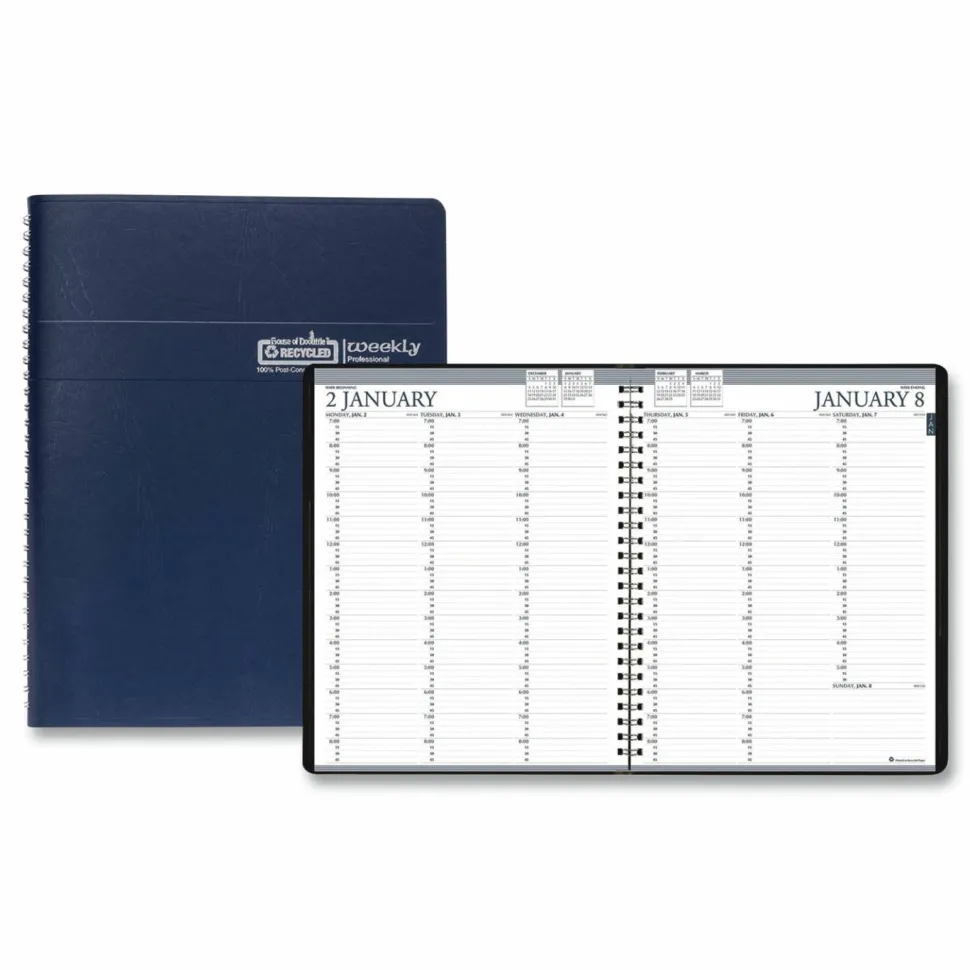 House of Doolittle Recycled Professional Weekly Planner, 15-Minute Appts, 11 x 8.5, Blue Wirebound Soft Cover, 12-Month (Jan to Dec): 2027, 2027 Calendar