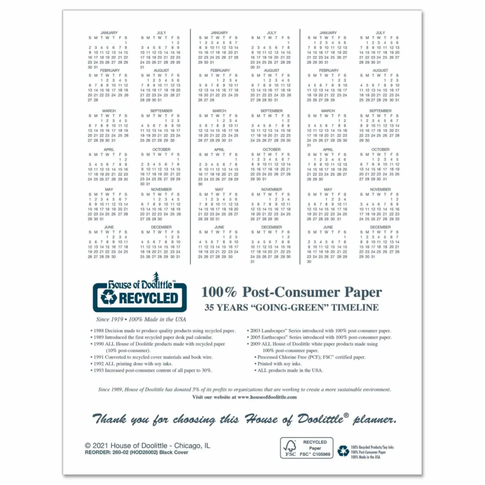 House of Doolittle Recycled Ruled 14-Month Planner with Leatherette Cover, 11 x 8.5, Black Cover, 14-Month: Dec 2026 to Jan 2028, 2027 Calendar