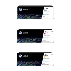 HP 414A 3-Color Cyan/Magenta/Yellow Toner Cartridges, Pack Of 3 Cartridges, HP414ACMY-OD