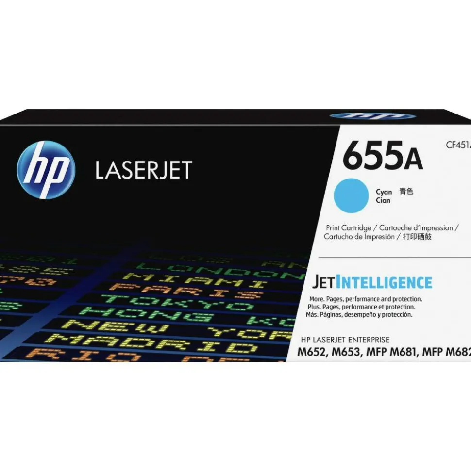 HP 655A Cyan Toner Cartridge, CF451A