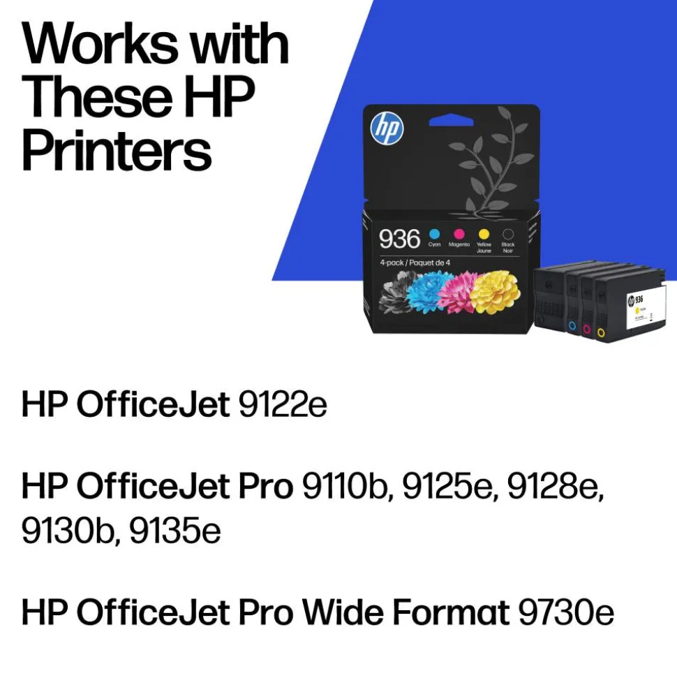 HP 936 CMYK Original Ink Cartridges, Pack Of 4 Cartridges, 6C3Z5LN