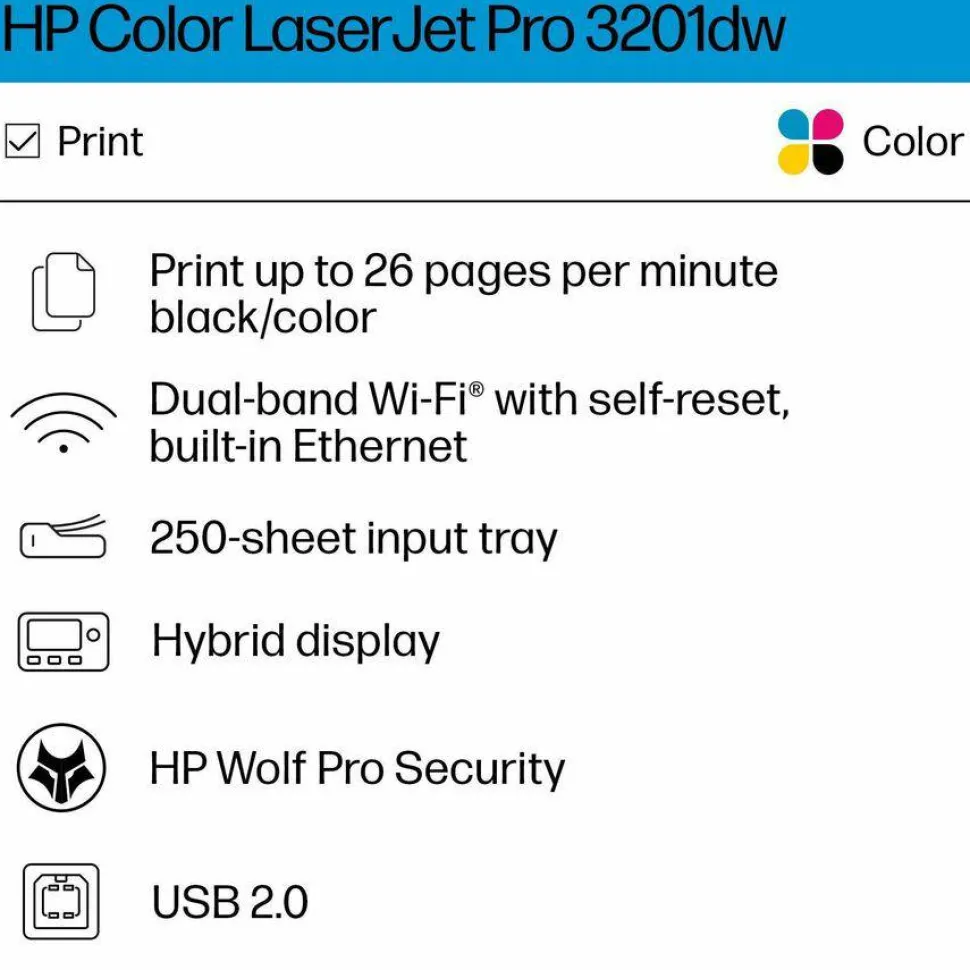 HP Color LaserJet Pro 3201dw Wireless Printer