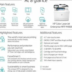 HP LaserJet Enterprise Color MFP M480f, Copy/Fax/Print/Scan