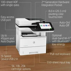 HP LaserJet Enterprise MFP M528dn Multifunction Laser Printer, Copy/Print/Scan