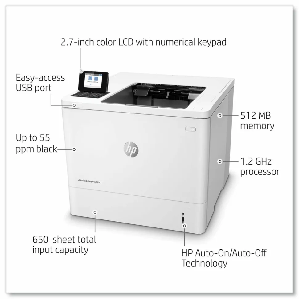 HP LaserJet M607n Laser Monochrome Printer