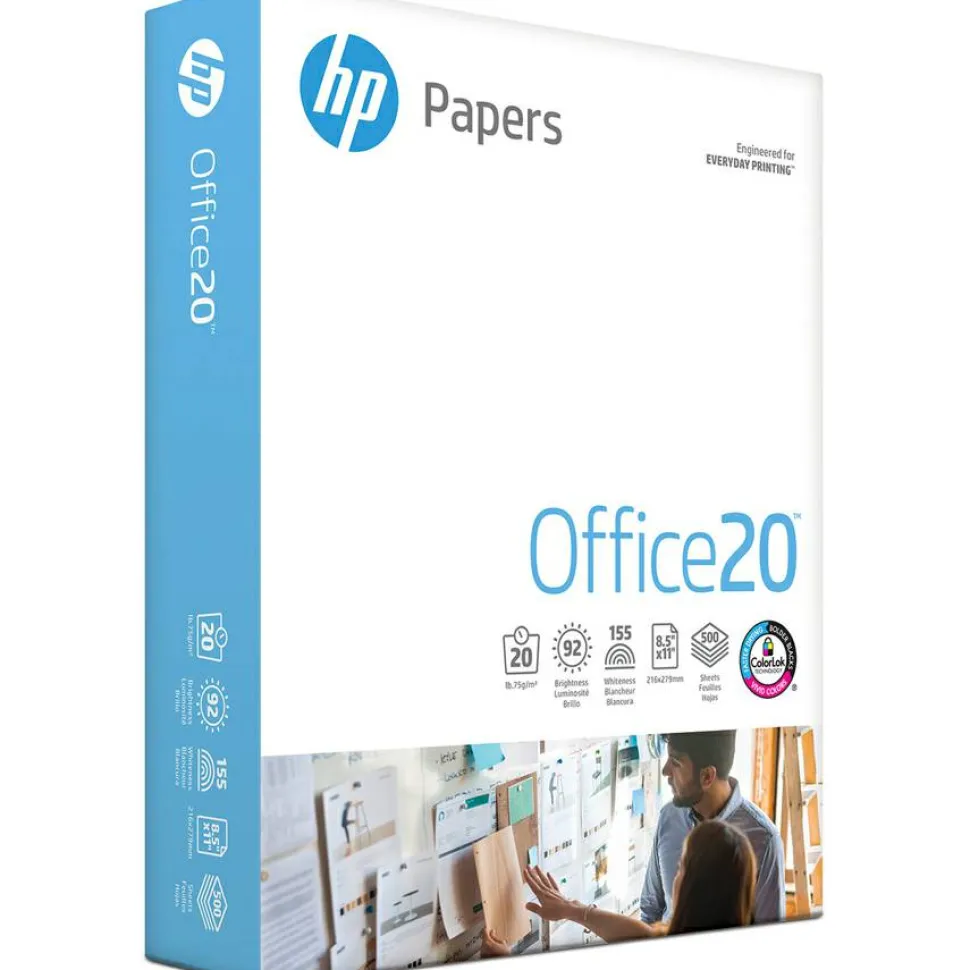 HP Office Multi-Use Printer & Copy Paper, White, Letter (8.5" x 11"), 5000 Sheets Per Case, 20 Lb, 92 Brightness