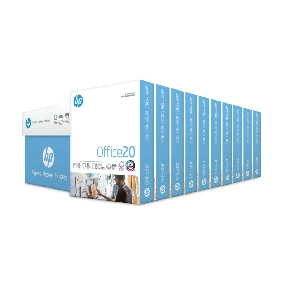 HP Office Multi-Use Printer & Copy Paper, White, Letter (8.5" x 11"), 5000 Sheets Per Case, 20 Lb, 92 Brightness
