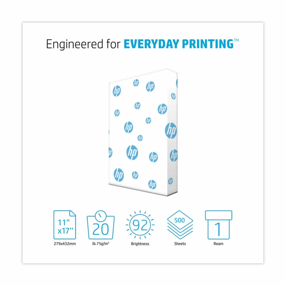 HP Office Multi-Use Printer & Copy Paper, White, Ledger (11" x 17"), 500 Sheets Per Ream, 20 Lb, 87 Brightness