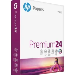 HP Premium24 Laser Paper, 1 Ream, Smooth, White, Letter Size (8 1/2" x 11"), Ream Of 500 Sheets, 24 Lb, 100 Brightness