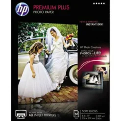 HP Premium Plus Photo Paper for Inkjet Printers, Soft Gloss, Letter Size (8 1/2