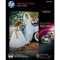 HP Premium Plus Photo Paper for Inkjet Printers, Soft Gloss, Letter Size (8 1/2