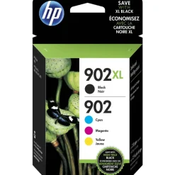 HP 902XL Black/902 Cyan; Magenta; Yellow High-Yield Ink Cartridges, Pack Of 4, T0A39AN