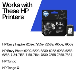 HP 64XL Black High-Yield Ink Cartridge, N9J92AN