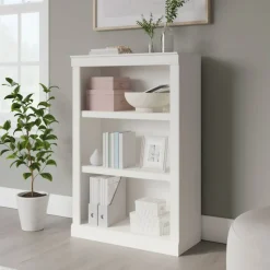 45"H 3-Shelf Bookcase, Arctic White