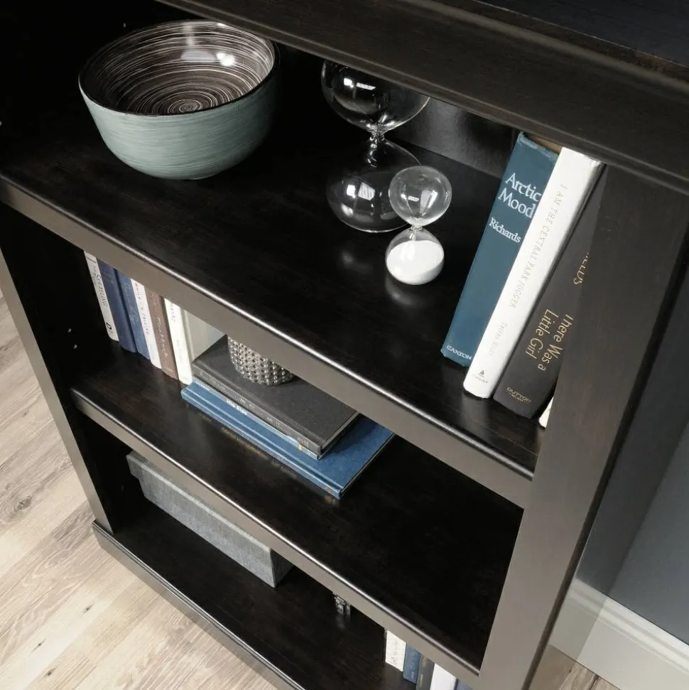 45"H 3-Shelf Bookcase, Peppered Black