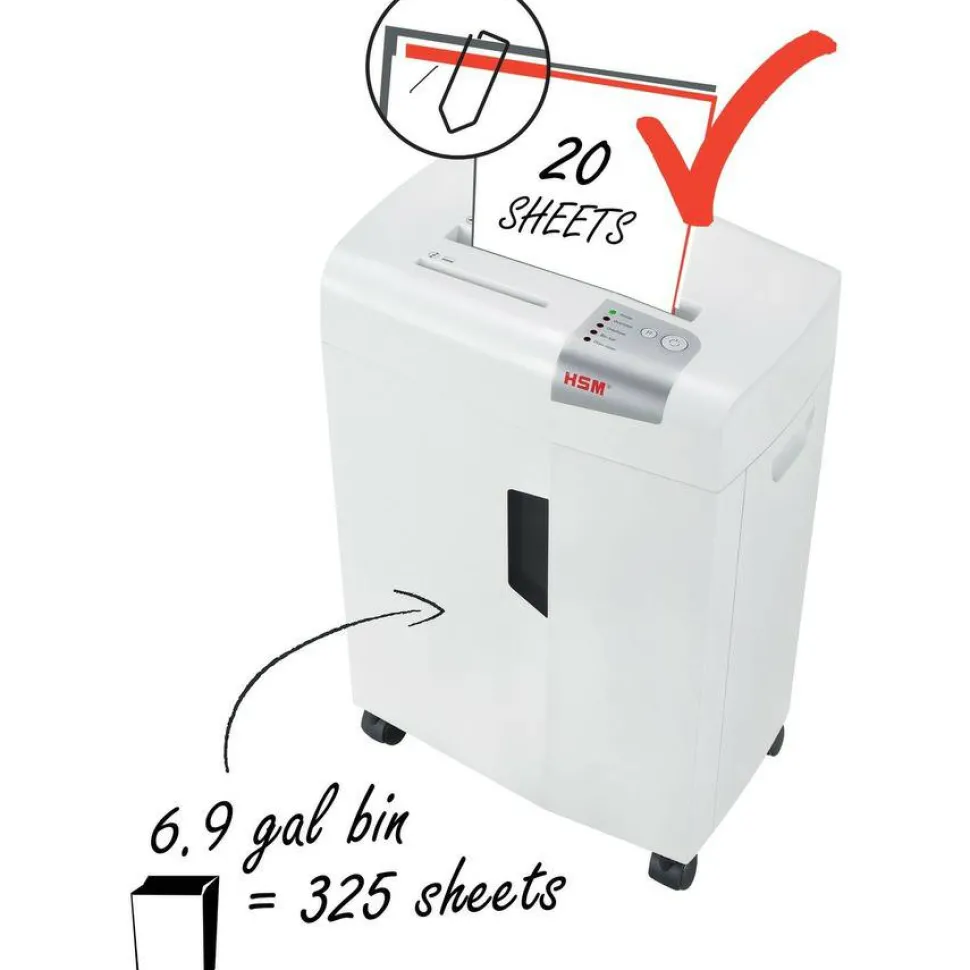 HSM shredstar X20 Cross Cut Shredder - Cross Cut - 20 Per Pass - 6.9 gal Waste Capacity